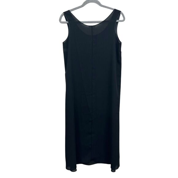 Farr West Womens Shift Dress Long Semi Sheer Satin Trim Sleeveless Black Sz S* - Picture 4 of 5